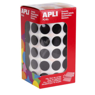 Apli Gomets Redondos Ø 15mm - 59 Hojas Pretroqueladas - 2832 Gomets por Rollo - Adhesivo Base Agua - Normas EN-71 y Cadena de