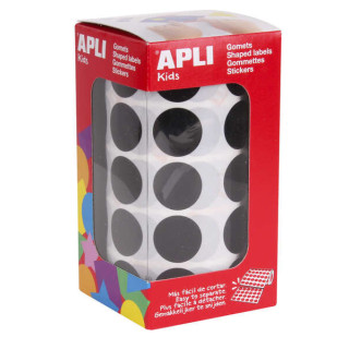 Apli Pack de 1.770 Gomets Redondos Ø 20mm - Adhesivo Permanente Base de Agua - Libre de Disolventes - Color Negro