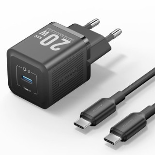 Vention Cargador de Pared GaN USB-C 20W - Cable USB-C 1m - Color Negro