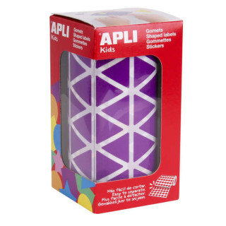 Apli Gomets Triangulares Lila 20x20x20mm - 59 Hojas Pretroqueladas - 2832 Gomets por Rollo - Ideal para Escuelas y Talleres Inf