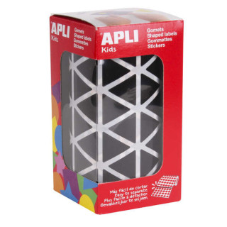 Apli Gomets Triangulares Negros - Tamaño 20 x 20 x 20mm - Adhesivo Permanente - 2832 Gomets por Rollo - Ideal para Escuelas y