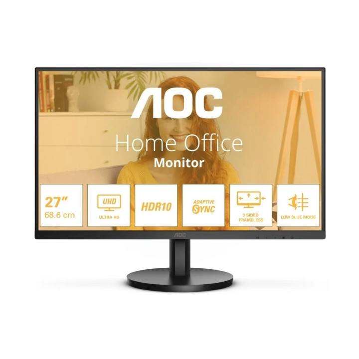 AOC Monitor 27" LED VA UltraHD 4K 60Hz - Respuesta 4ms - Angulo de Vision 178° - Altavoces Incorporados - HDMI