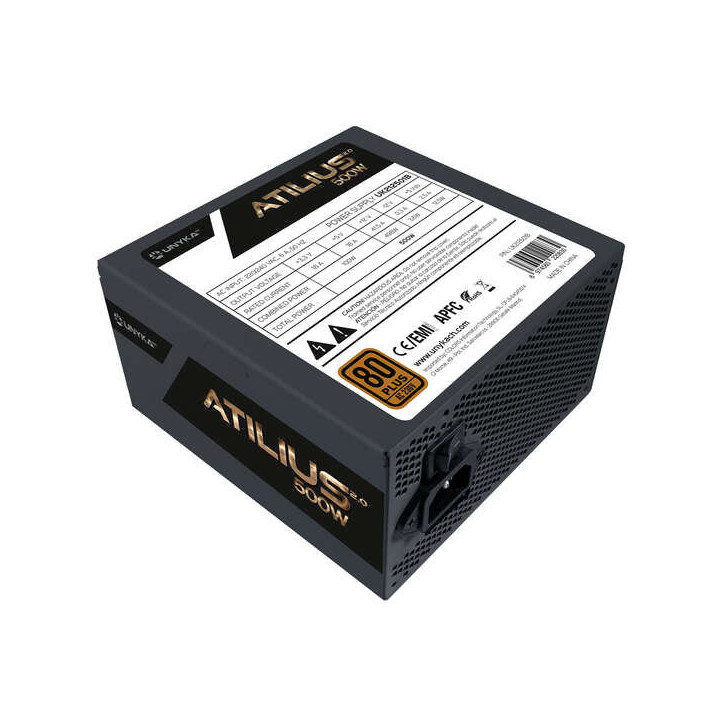 Unykach Atilius 2.0 Black 500W 80 Plus Bronze Fuente de Alimentacion 500W ATX 2.3 - APFC - Ventilador 120mm