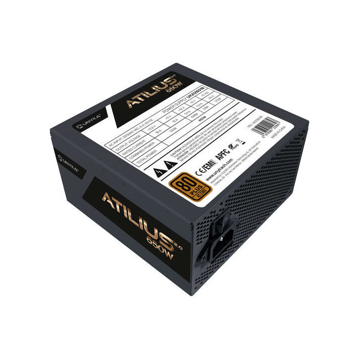 Unykach Atilius 2.0 Black 650W 80 Plus Bronze Fuente de Alimentacion 650W ATX 2.3 - APFC - Ventilador 120mm