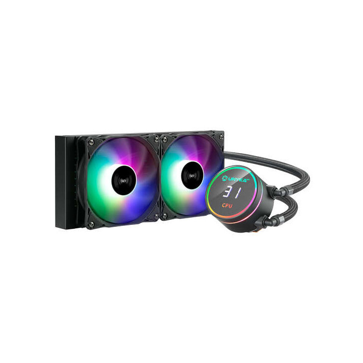 Unykach Aquastorm 240 Kit de Refrigeracion Liquida - 2 Ventiladores de 120mm - Iluminacion RGB - Visualizacion Temperatura CPU