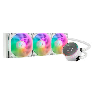 Unykach AquaStorm White 360 Refrigeracion Liquida - 3 Ventiladores 1800 RPM - Bomba con Alcance 2500 RPM - Display que Muestra