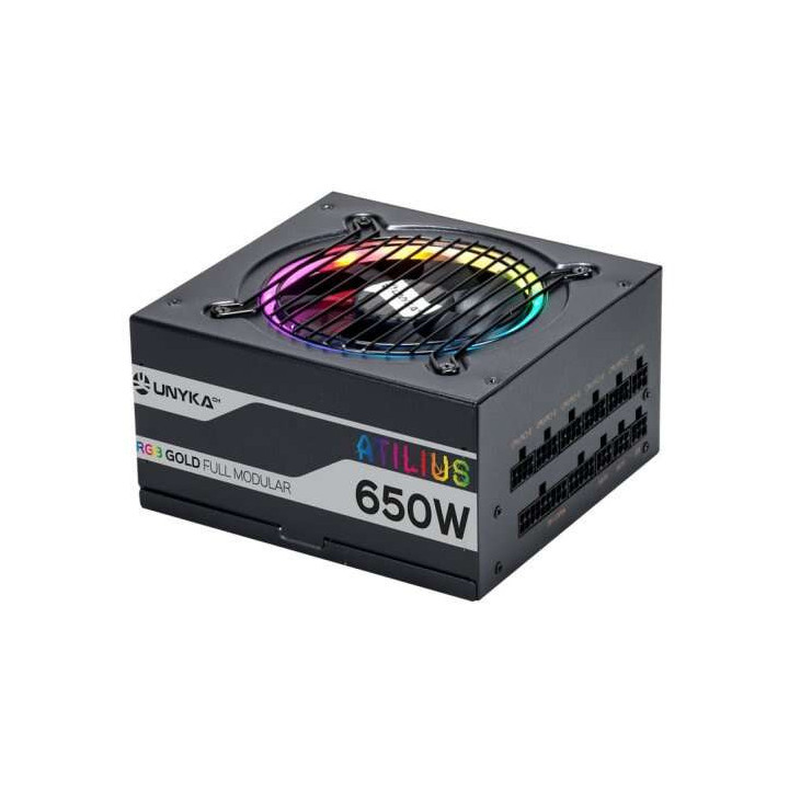 Unykach Atilius RGB Black 650W Fuente de Alimentacion 650W ATX 2.31 - Iluminacion RGB - Full Modular - PFC Activo - Ventilador