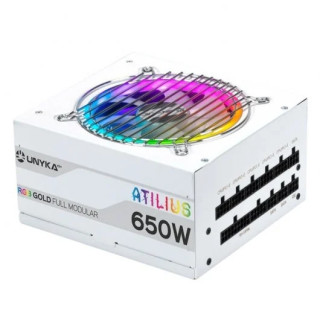 Unykach Atilius RGB White 650W Fuente de Alimentacion 650W ATX 2.31 - Iluminacion RGB - Full Modular - PFC Activo - Ventilador