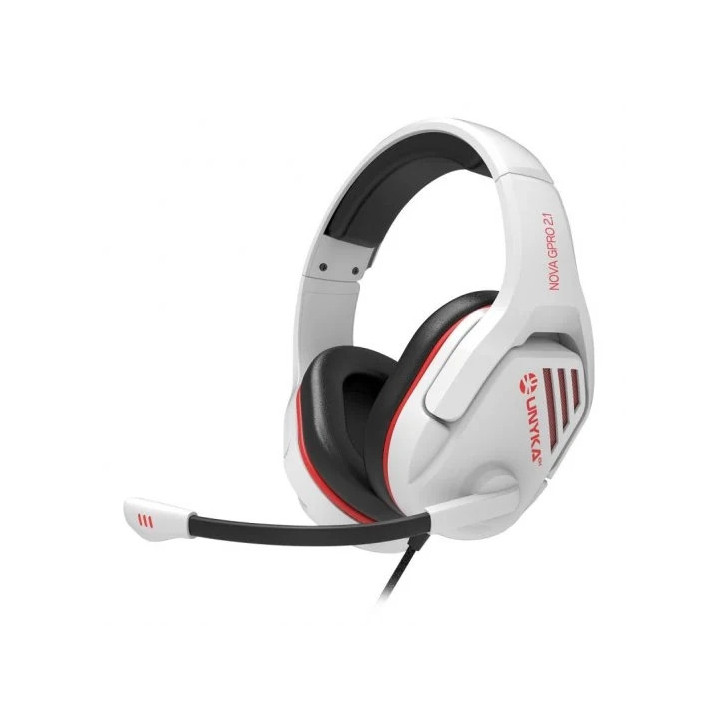 Unykach Gaming Nova Gpro White 2.1 Auriculares con Microfono Ajustable - Diadema Ajustable - Almohadillas Acolchadas - Controle