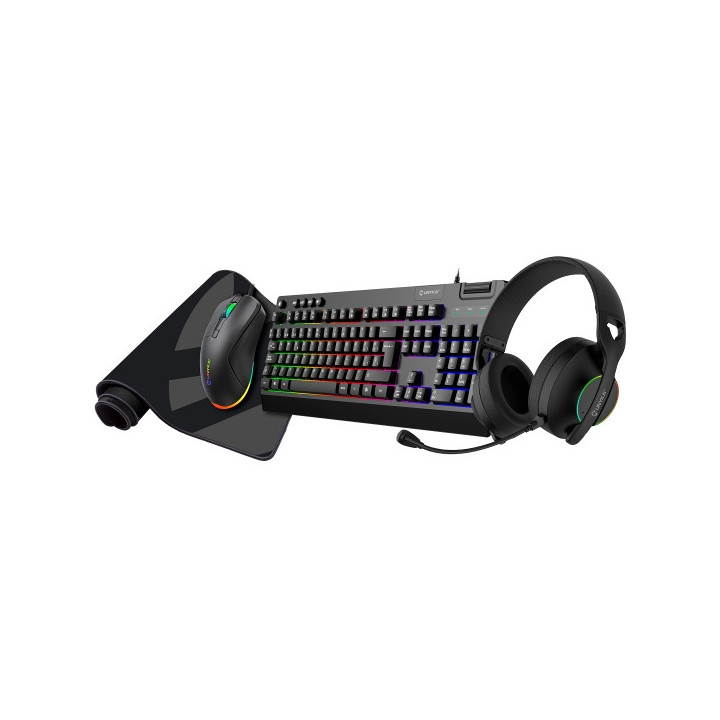 Unykach Pack Gaming NOVA 4in1 USB Teclado Multimedia + Raton 7200dpi + Auriculares con Microfono + Alfombrilla XL - Teclado Esp