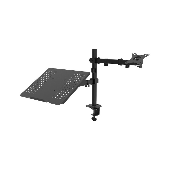 Unykach UK1420 Soporte de Mesa con Brazo Articulado para Monitor de 10"-32" + Soporte para Portatil - Giratorio