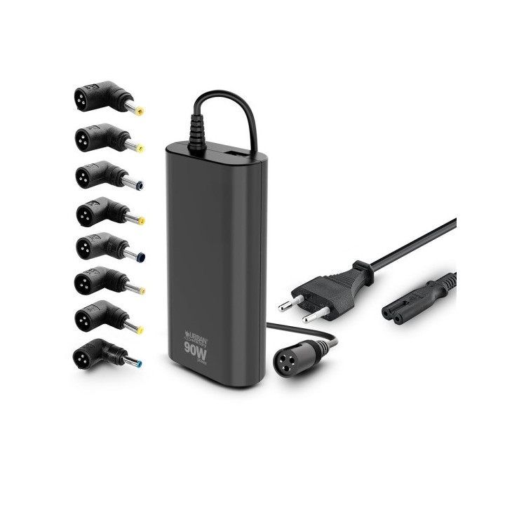 Urban Factory Alee Cargador Universal para Portatil 90W - 1x USB-A - Color Negro