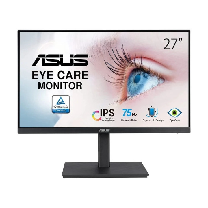 Asus Monitor 27" IPS LED FullHD 1080p 75Hz - Respuesta 5ms - Ajustable en Altura y Giratorio - Angulo de Vision 178° - 16:9 -