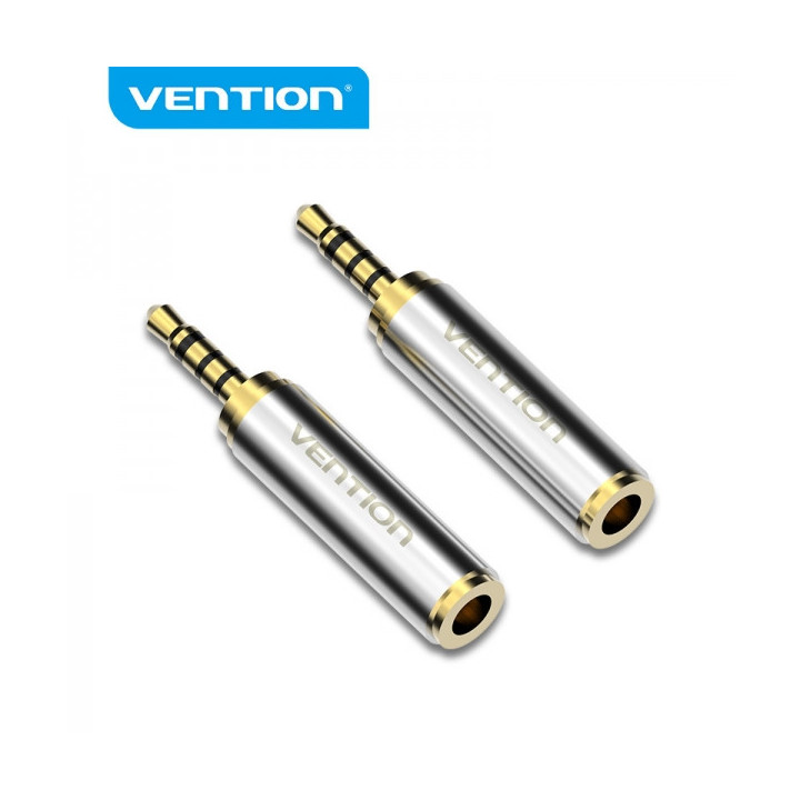 Vention Adaptador Jack 2.5 Macho a Jack 3.5 Hembra - Color Plata