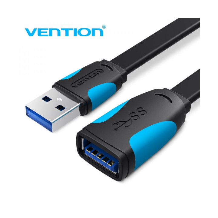 Vention Cable Alargador plano USB 3.0 Macho a USB Hembra - 3m - Color Negro y Azul