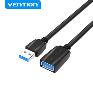 Vention Cable USB 3.0 Extensor - Transmision 5 Gbps - Conectores Chapados en Oro - Triple Blindaje Antiinterferencias - Color N