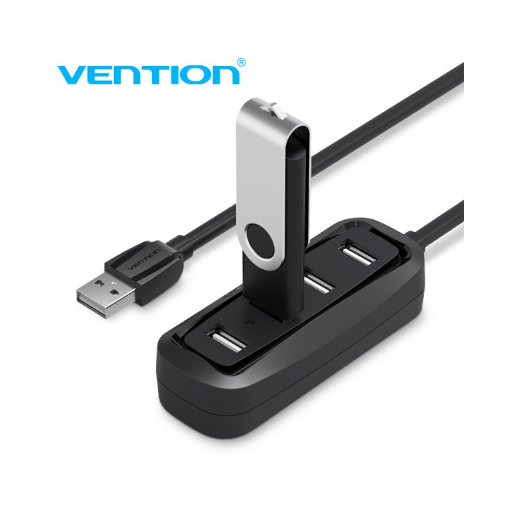 Vention HUB 4 en 1 USB2.0 a 4xUSB2.0 - 0.15m - Color Negro