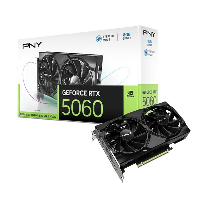 PNY GeForce RTX 5060 Tarjeta Grafica 8GB GDDR7 Dual Fan Reflex 2 AI NVIDIA DLSS4