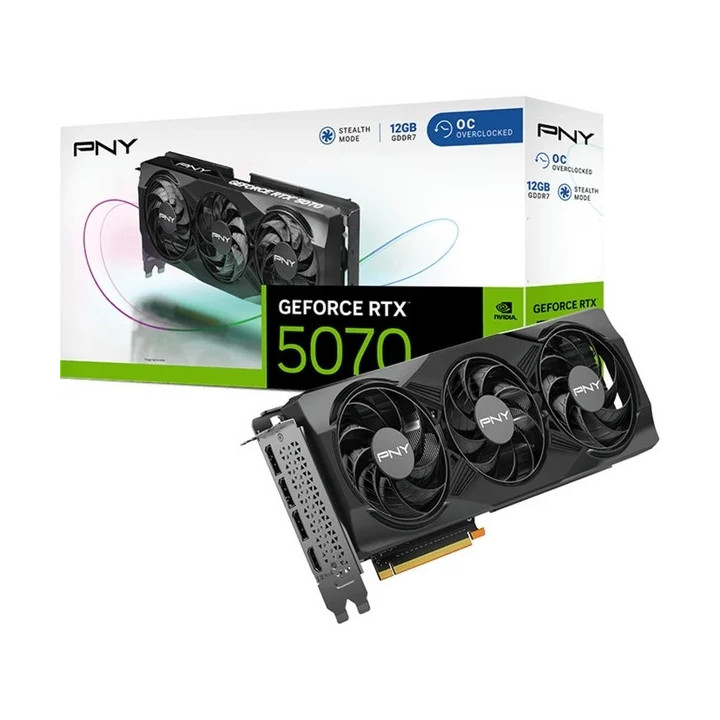 PNY GeForce RTX 5070 Tarjeta Grafica 12GB GDDR7 Triple Fan Reflex 2 AI NVIDIA DLSS4