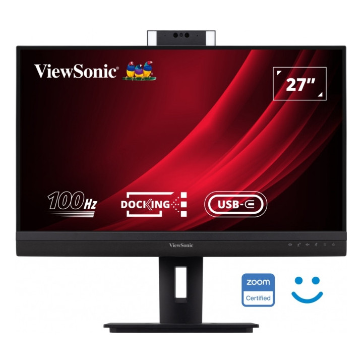 Viewsonic Monitor 27" VG2757V-2K QHD IPS - HDMI - DisplayPort - Monitor con Webcam - USB Type C (90W charging) - RJ45 Ethernet