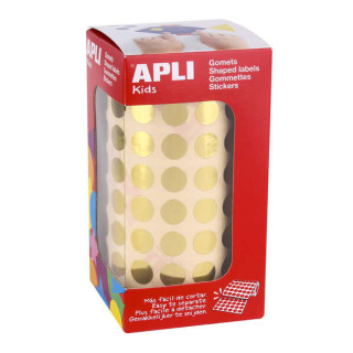 Apli Gomets Redondos de Ø 10.5mm en Oro Metalizado - 59 Hojas Pretroqueladas - 5192 Gomets por Rollo - Ideal para Actividades