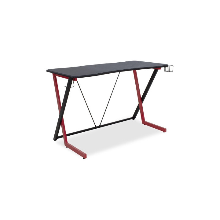 Urban Factory Ergo Mesa Gaming 120x60x75cm - Acabado en Carbono - Espesor 18mm - Gancho para Auriculares y Portavasos - Color N