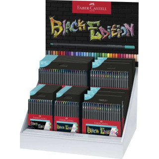 Faber-Castell Black Edition Expositor con 36 Estuches Surtidos de Lapices de Colores - Mina Supersuave - Madera Negra - Ideales