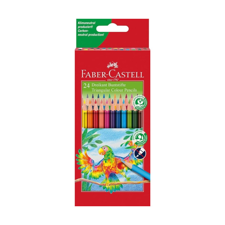 Faber-Castell Super Mine Ergonomics Pack de 24 Lapices de Colores Triangulares Ergonomicos - Mina de 4mm - Resistencia a la Rot