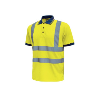 Upower Neon Polo de Manga Corta con Detalles Reflectantes - Talla 2XL - Cuello Tres Botones