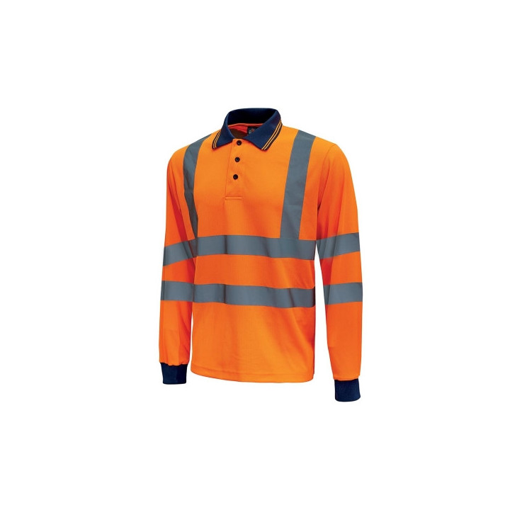 Upower Shine Polo de Manga Larga con Detalles Reflectantes - Talla 2XL - Cuello Cerrado