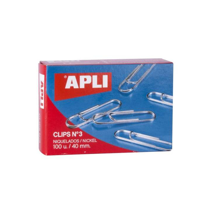 Apli Pack de 100 Clips Niquelados nº3 40 mm