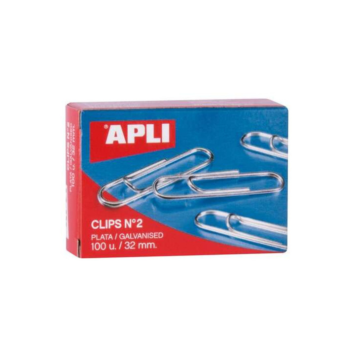 Apli Pack de 100 Clips Galvanizados nº2 32 mm