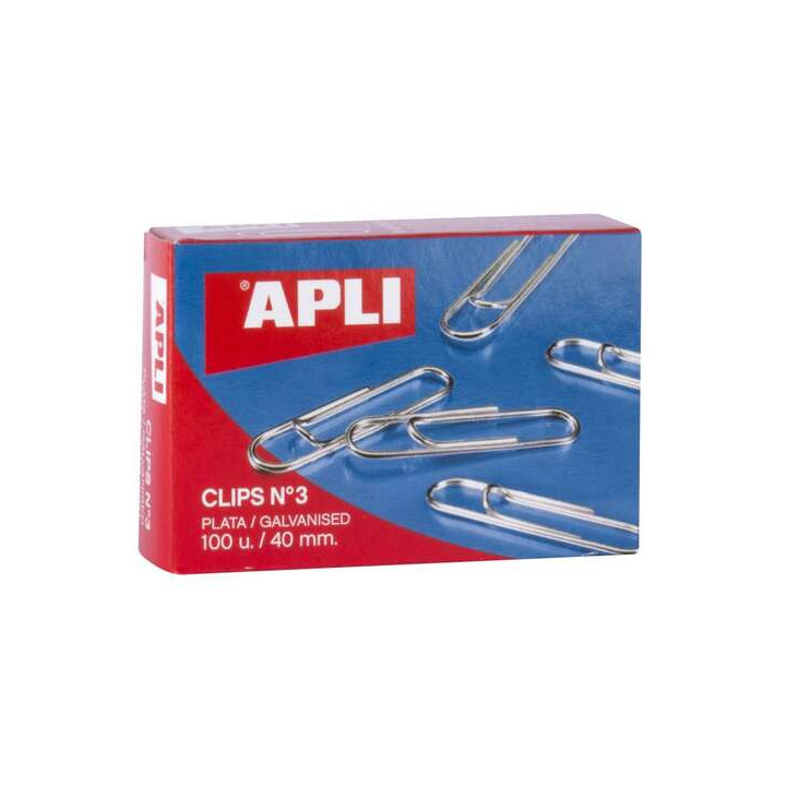 Apli Pack de 100 Clips Galvanizados nº3 40 mm
