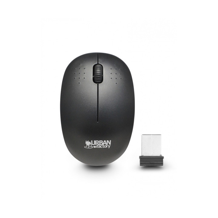 Urban Factory Raton Inalambrico 2.4Ghz - 1000dpi - Receptor USB-A - Adaptador a USB-C - Uso Ambidiestro - Color Negro