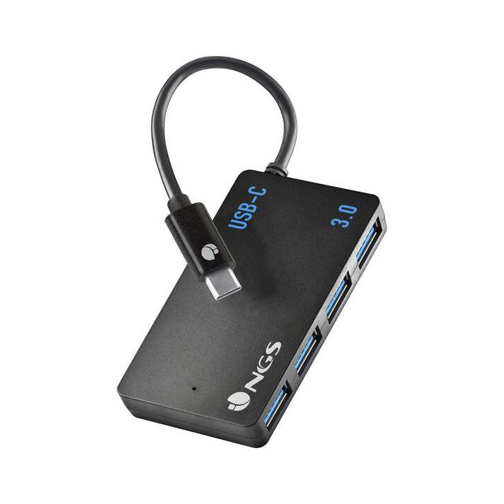NGS Hub USB-C de Cuatro Puertos USB 3.0 - Tamaño Compacto - Alta Velocidad de Transmision - Compatible con Mac Tablets y Pc/Po