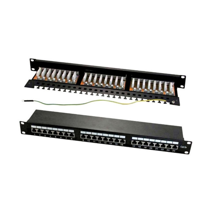 WP Patch Panel de 24 Puertos RJ45 Cat. 6A STP 1U - Color Negro