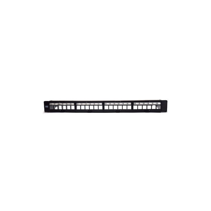 WP Patch Panel de 24 Puertos RJ45 CAT6 STP - 1U Keystone Modular - Color Negro