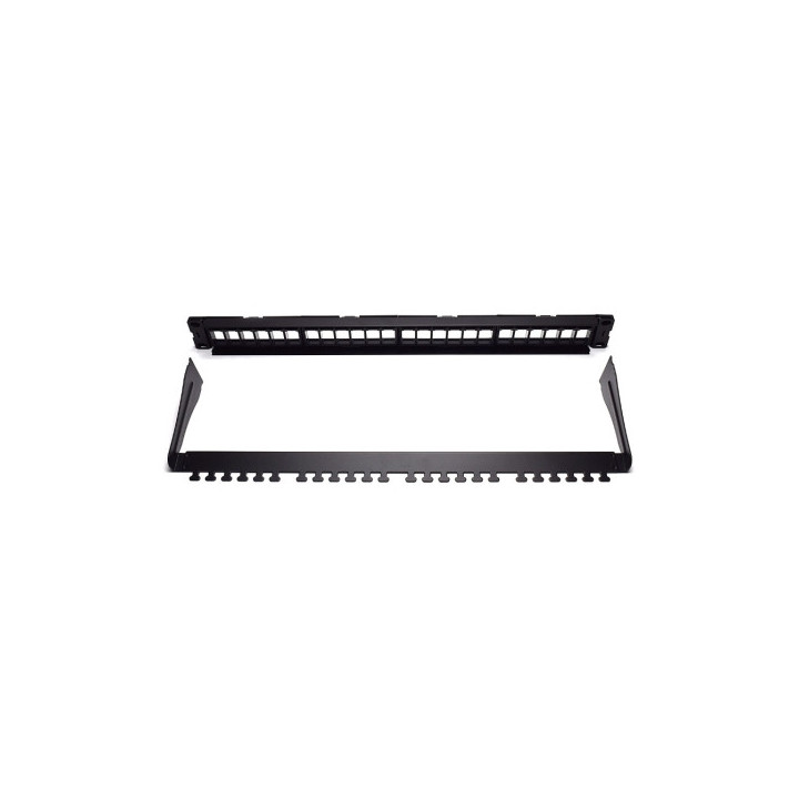 WP Patch Panel de 24 Puertos RJ45 CAT6 UTP - 1U Keystone Modular - Color Negro