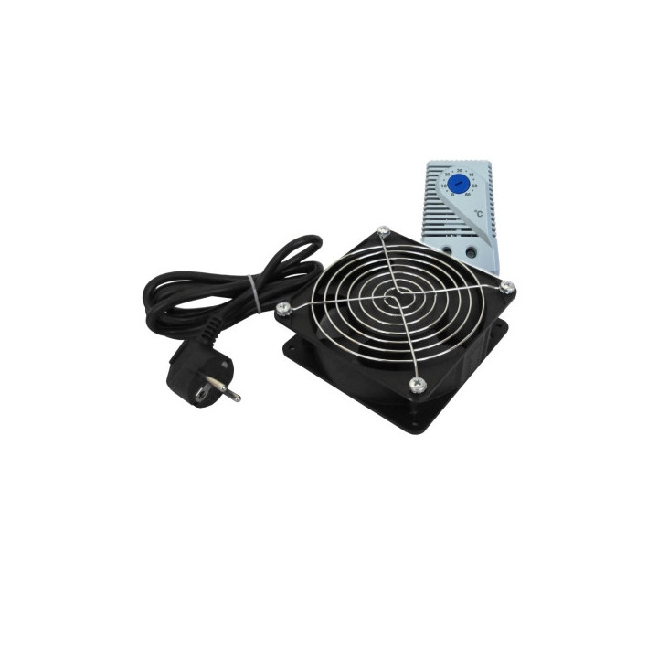 WP Ventilador Refrigeracion para Armario de 120mm - 220V - Termostato - 120x120x38mm - Color Negro
