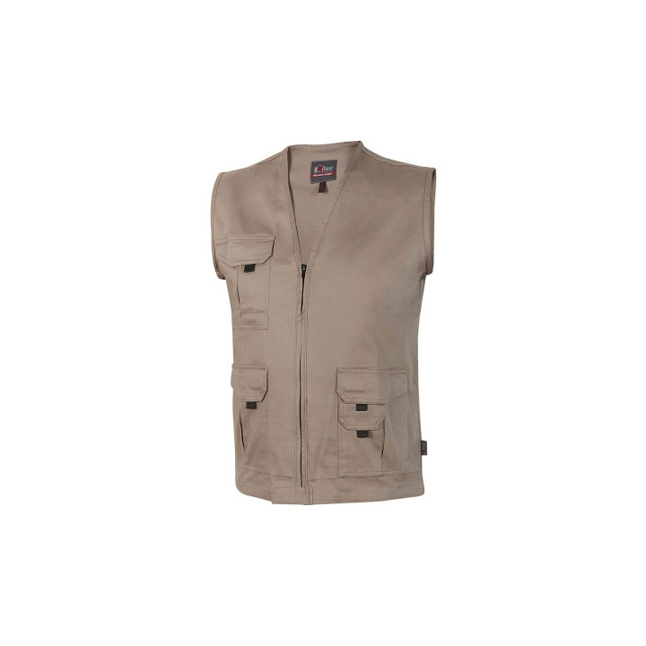 Upower Chica Chaleco Multibolsillos Algodon Elastico - Talla 2XL - Cierre Cremallera Frontal