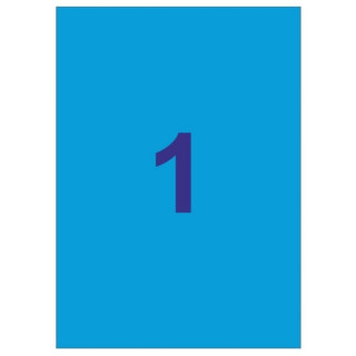 Apli Pack de 20 Etiquetas Rectangulares A4 210x297mm - 20 Hojas por 1 Etiqueta - Adhesivo Permanente - Cantos Rectos - Color Az