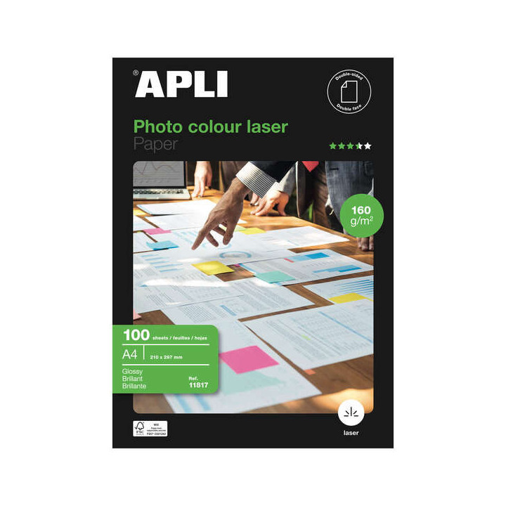 Apli Papel Fotografico Colour Laser A4 160g 100 Hojas