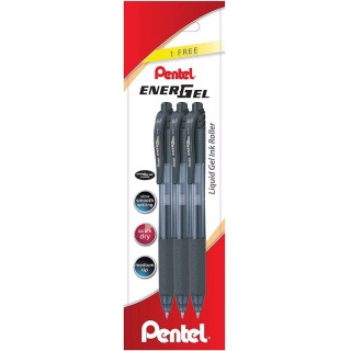 Pentel EnerGel X Pack de 3 Boligrafos de Bola Retractiles Tinta Gel - Punta 0.7mm - Trazo 0.35mm - Recargable - Grip de Agarre