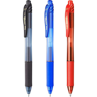 Pentel EnerGel X Pack de 3 Boligrafos de Bola Retractiles Tinta Gel - Punta 0.7mm - Trazo 0.35mm - Recargable - Grip de Agarre