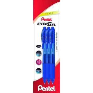Pentel EnerGel X Pack de 3 Boligrafos de Bola Retractiles Tinta Gel - Punta 0.7mm - Trazo 0.35mm - Recargable - Grip de Agarre