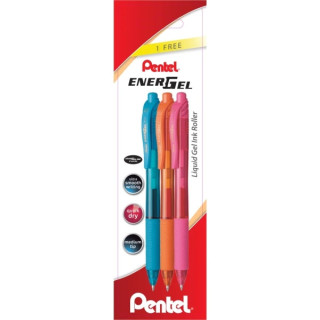 Pentel EnerGel X Pack de 3 Boligrafos de Bola Retractiles Tinta Gel - Punta 0.7mm - Trazo 0.35mm - Recargable - Grip de Agarre