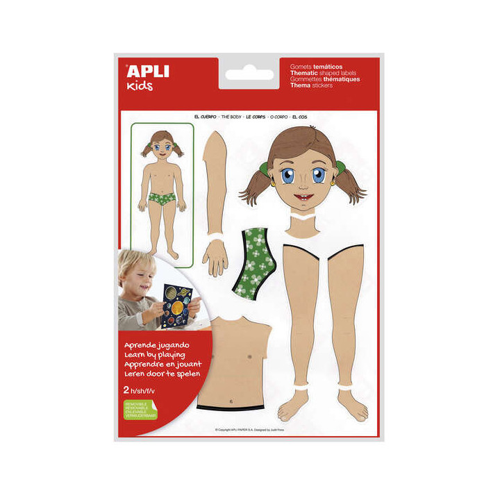 Apli Bolsa de Gomets Tematicos el Cuerpo - 26 Gomets - Adhesivo Removible - Desarrollados con Educadores - Ayuda a Identificar