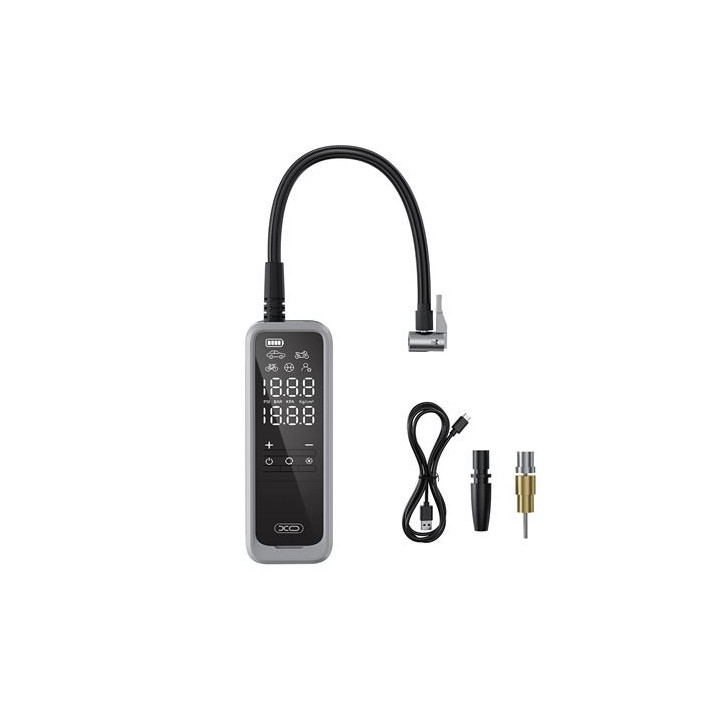 XO CZ018 Inflador de Aire Portatil - Pantalla LCD - 3 Bocas - Powerbank 5000Mah - Linterna