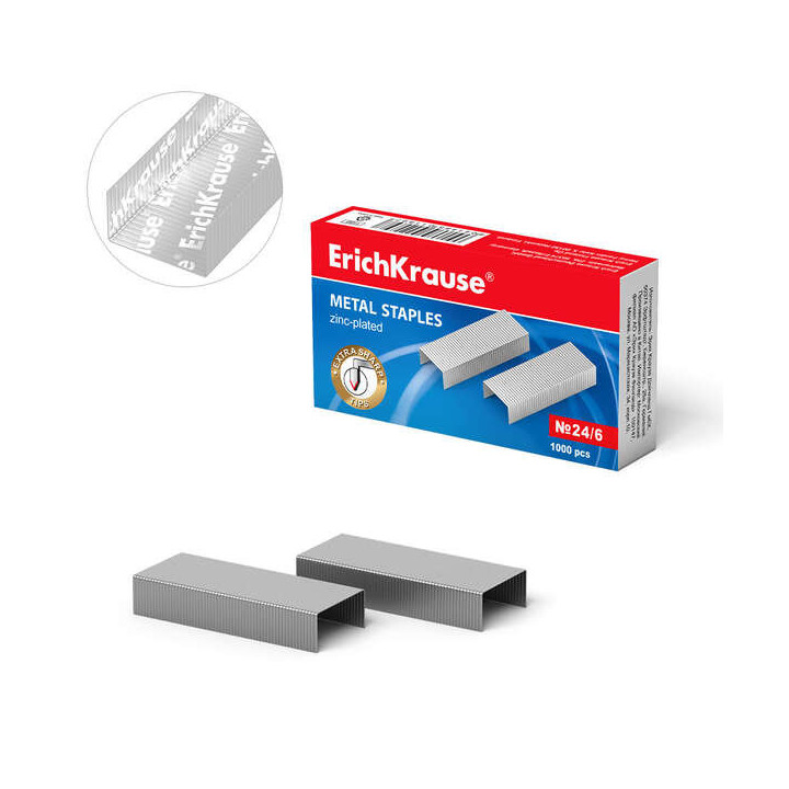 Erichkrause Caja de 1000 Grapas 24/6 Galvanizadas - Alambre de Acero - Alta Calidad - Resistente a la Corrosion