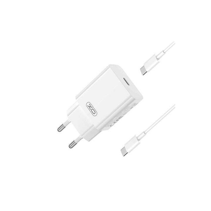 XO Cargador de Carga Rapida 20W - Puerto Tipo C - Carga + Del 50% en 30 Minutos - Proteccion de Sobretensiones - Color Blanco
